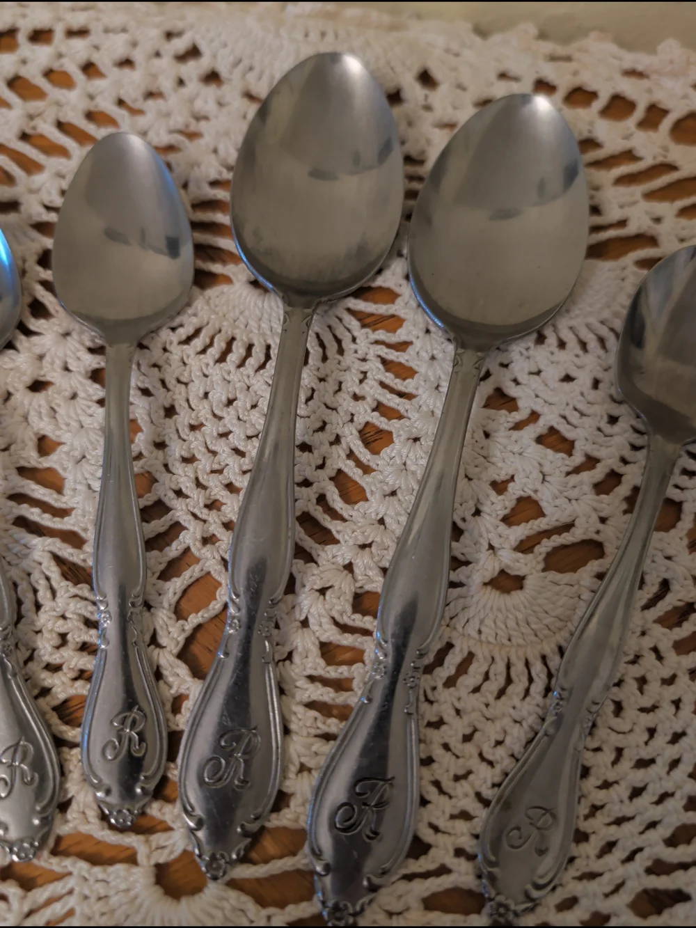 Monogrammed Stainless Steel Teaspoons - Silver Finish